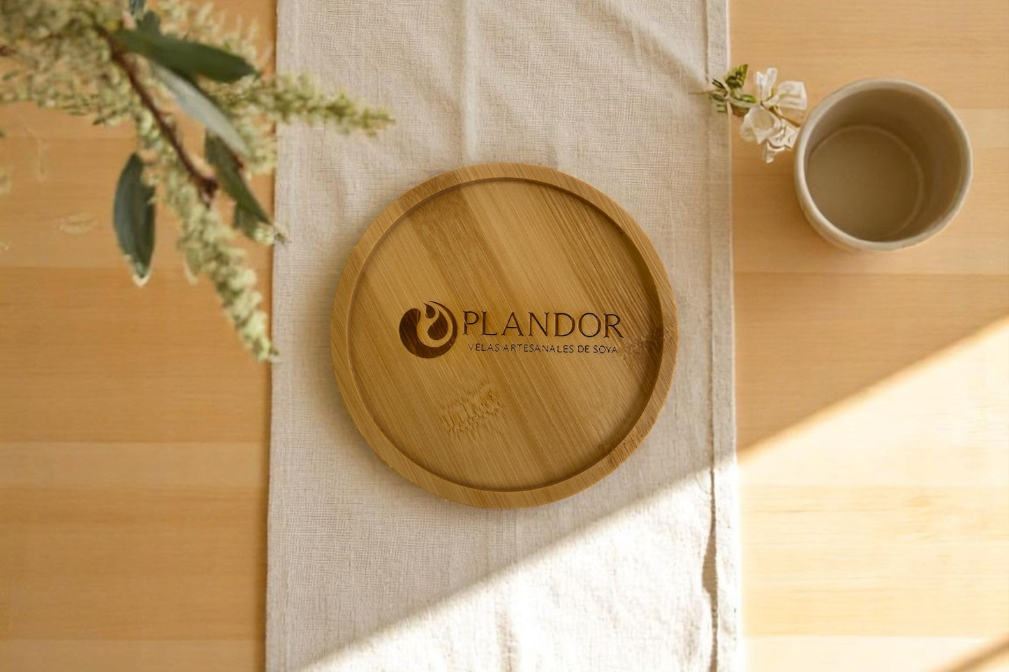 Portavelas de Bamboo Plandor – Diseño Artesanal Natural (Pequeño) (11 cm de diámetro)